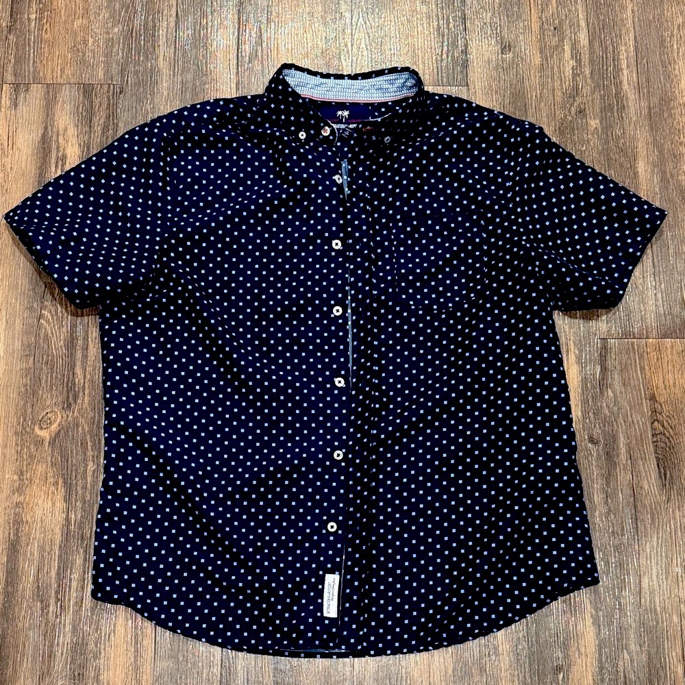 Classic Navy Polka Dot Button Down Shirt